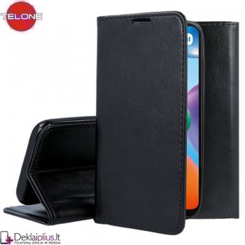 Telone dirbtinos odos atverčiamas dėklas - juodas (telefonams Xiaomi Redmi 10C) Telone dirbtinos odos atverčiamas dėklas - juodas (telefonams Xiaomi Redmi 10C)